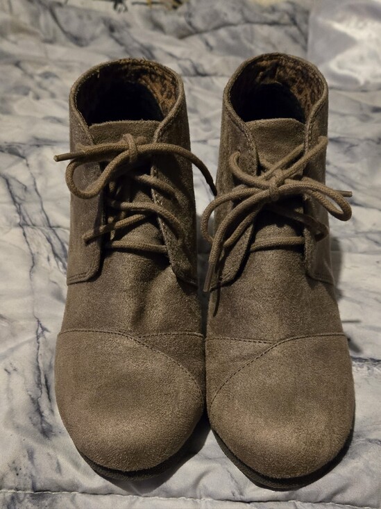Cityclassified Shoes - Cityclassified Taupe Suede Lace-Up Ankle Booties